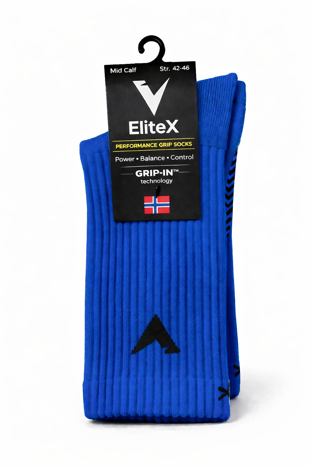 EliteX™ Gripsokker – Blå pakket sokk i mellomlang modell med grep-teknologi, designet for bedre balanse og kontroll under aktivitet.