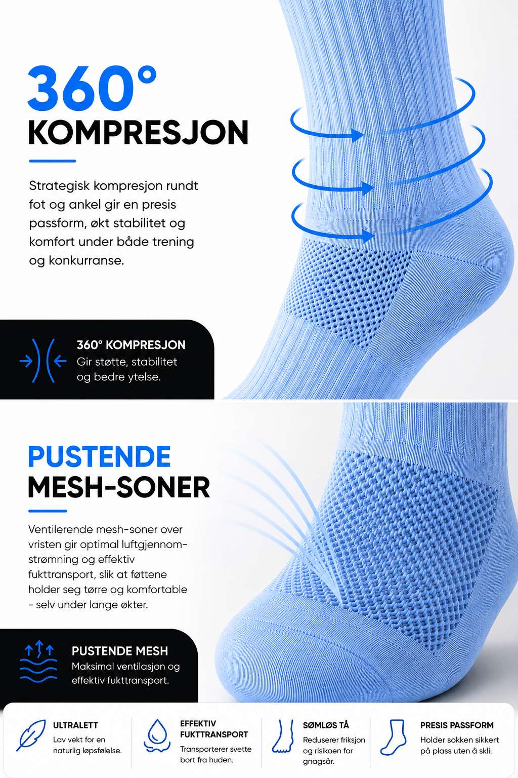 NOXCS Løpesokker Ice Blue