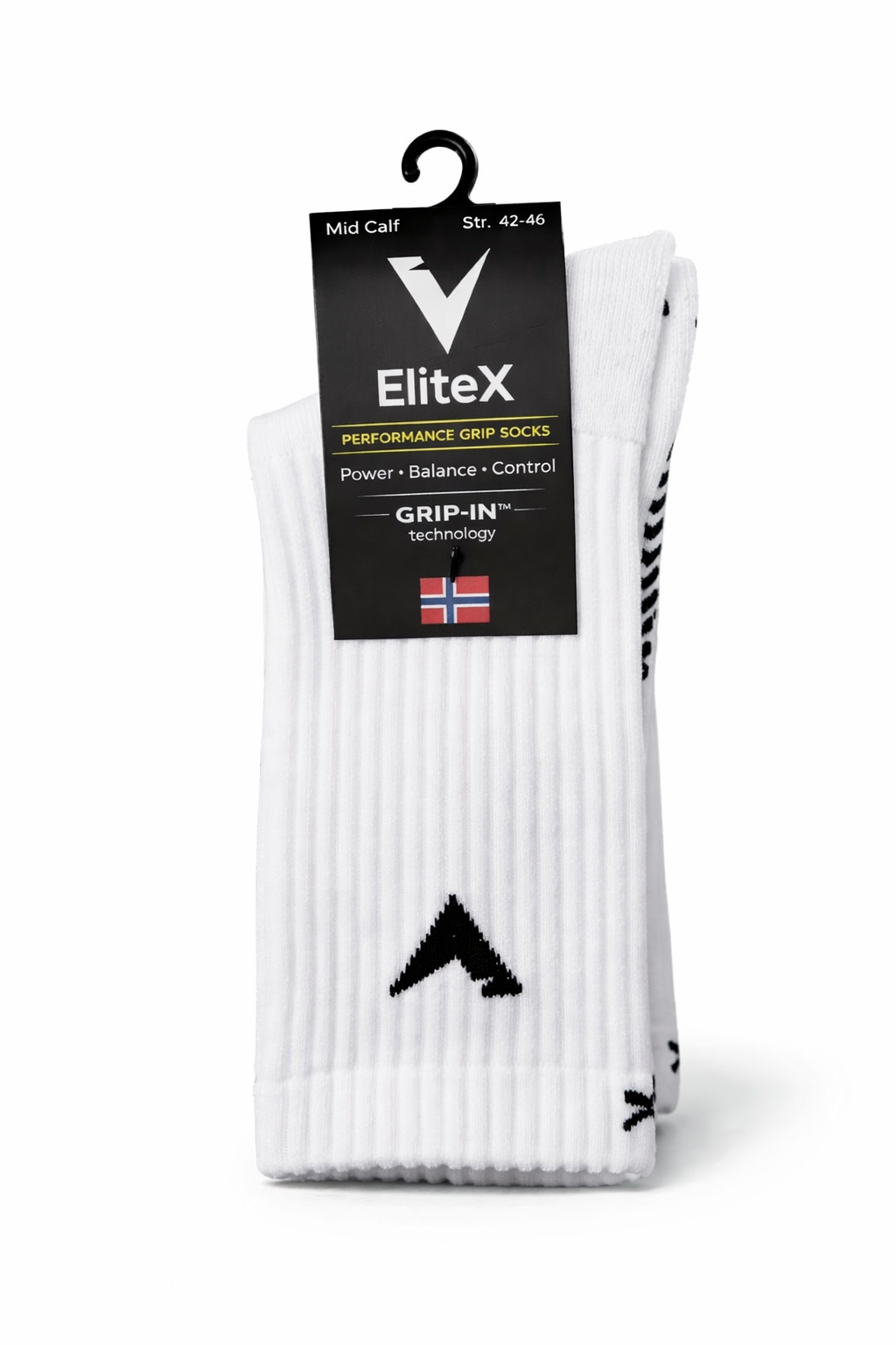 EliteX Gripsokker - Hvit Mid-Calf (5 cm høyere)