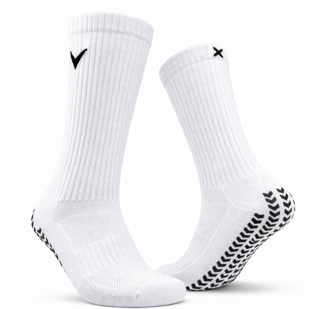 EliteX Gripsokker - Hvit Mid-Calf (5 cm høyere)